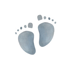 baby foot prints, footprints of a little boy, watercolor foot drawing