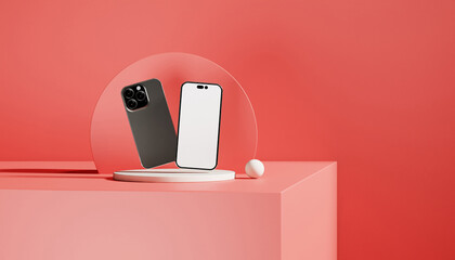 3d render image on phones podium