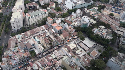View from above of the city of Saigon Vietnam