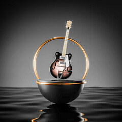 electric guitar with black background 3d render image