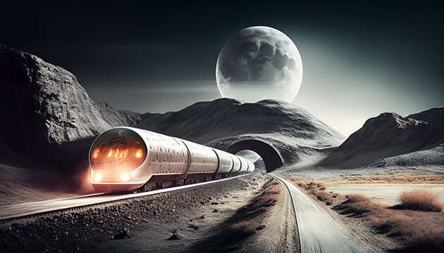 Future Moon train Hyperloop transportation system new mobility concept technology transit