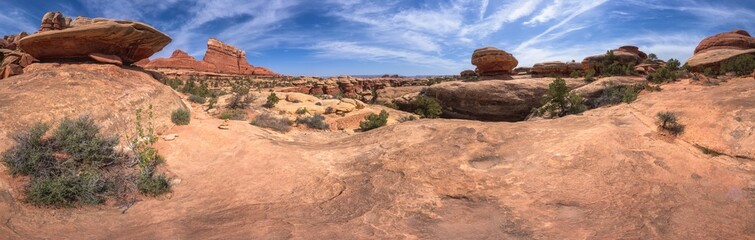 Fototapeta premium hiking the chesler park loop trail in the needles in canyonlands national park, usa