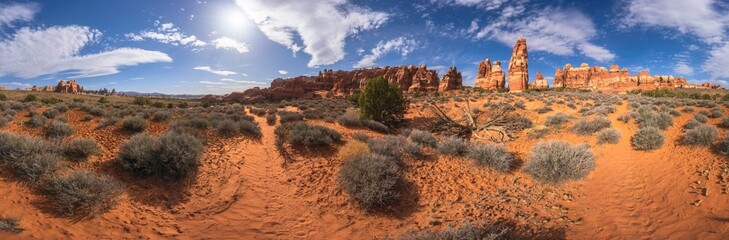 hiking the chesler park loop trail in the needles in canyonlands national park, usa