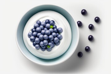 healthy breakfast with yogurt and blueberries in a bowl. Generative AI