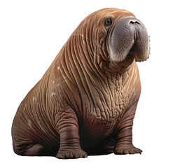 Walrus  isolated on the transparent background PNG. Top view. AI generative.