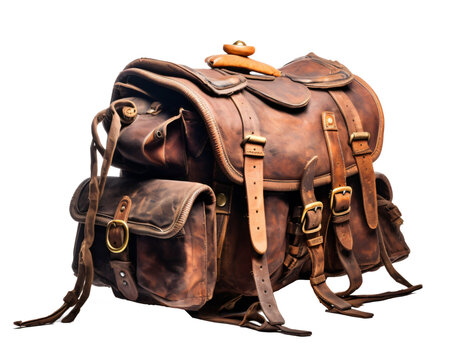 saddlebag  isolated on the transparent background PNG. Top view. AI generative.