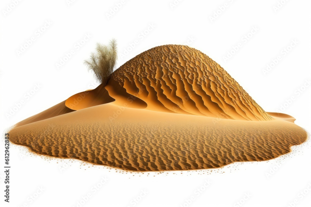 Poster a desert sand dune clipping path isolated on a white background. generative ai