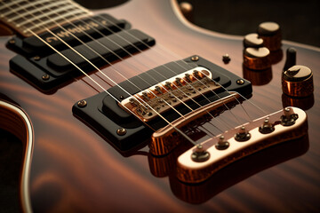 Fototapeta na wymiar Guitar musical instrument close-up. AI Generated