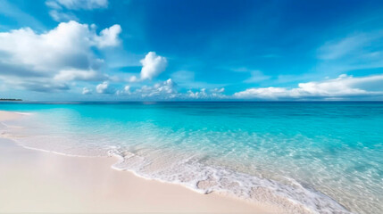 Fototapeta na wymiar beach with blue sky. Generative Ai. 