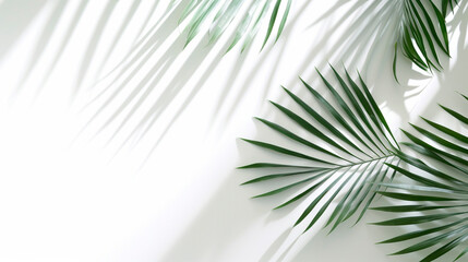 Obraz premium palm branches on a white wall background. Generative Ai. 