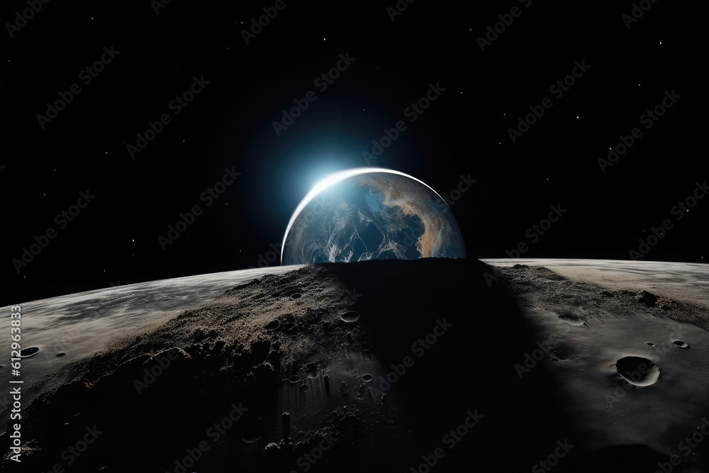Wall mural unknown planet, view from space. deep space exploration. search for a planet to colonize. created wi