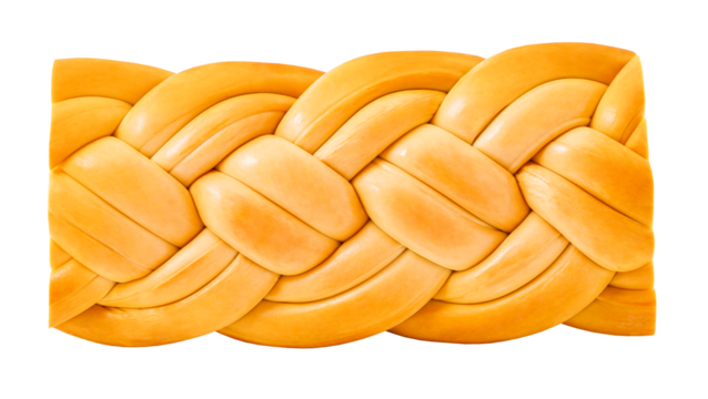 Cheese of suluguni smoked pigtail piece, isolated on transparent background .