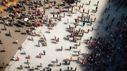 Obraz premium people go on business during rush hour, view from above. Generative Ai. 