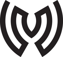 Simple black M letter logo with truncated text and sleek font