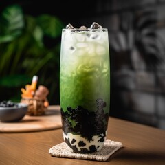 Creamy glass of Michael Jackson drink with sweet treats