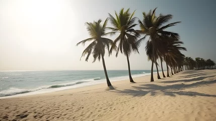 Foto op Aluminium Palmy Trees and a Sandy Beach Create a Blissful Ambiance © Ranya Art Studio