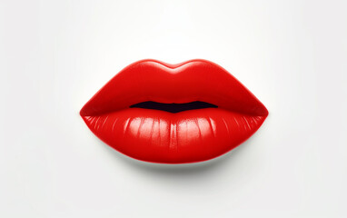 Red beautiful lips,  opened mouth, 3D,  Detailed close-up image of a woman's lips, highlighting their plumpness and emphasizing their beauty.  Generative AI