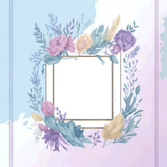 Watercolor Clipart Floral Frames,, color pastel frames, suitable for photos. Generative AI