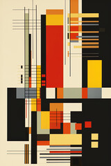 Abstract rectangles, Bauhaus style background, trendy 20s geometric design poster design, generative AI digital art.