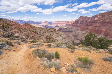 hiking the tanner trail in grand canyon national park, arizona, usa