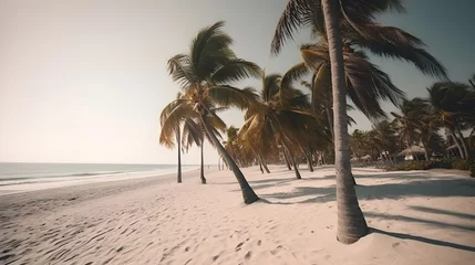 Rolgordijnen Palmy Trees and a Sandy Beach for Dreamy Escapes © Ranya Art Studio