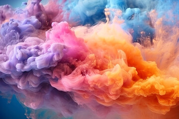 Obraz premium Rainbow of Acrylic Ink in Water. Color Explosion. Colorful explode. Generative AI