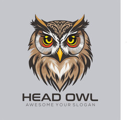 Vector colorful concentrated wise owl template