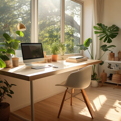 Fototapeta premium A Minimalist Workspace with Natural Daylight