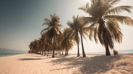 Foto op Aluminium Palmy Trees and a Sandy Beach Exude a Timeless Beauty © Ranya Art Studio