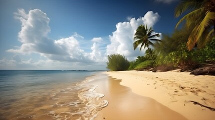 Fototapeta na wymiar Sandy refuge, picturesque tropical beach, soft sands, and tranquil coastal sanctuary