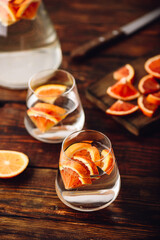 Water infused with red oranges