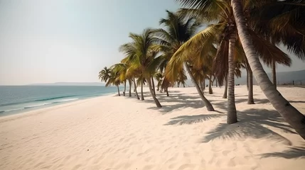 Foto op Plexiglas anti-reflex Palmy Trees Cast a Tranquil Spell on a Sandy Beach © Ranya Art Studio