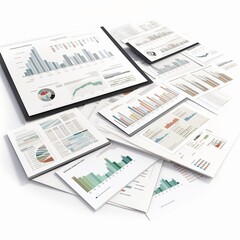 Financial report with various charts and graphs