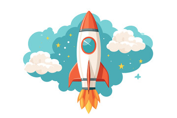 Rocket in the sky. Illustration