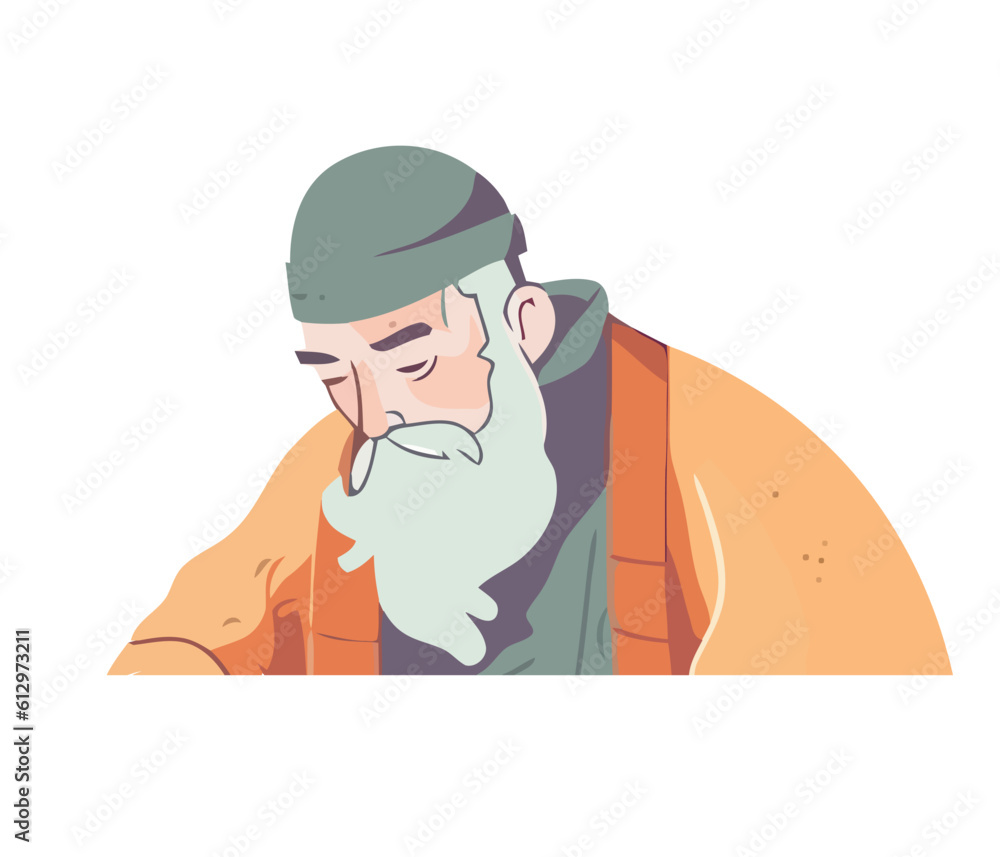 Wall mural old man bearded sleep character