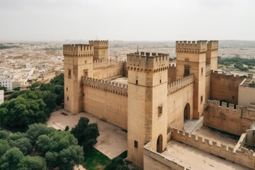 Fototapeta premium medieval castle surrounded by a bustling city. Generative AI