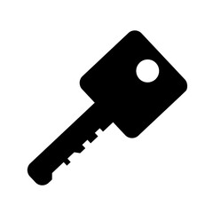 Black silhouette key. New house or car. Vector illustration isolated on white background