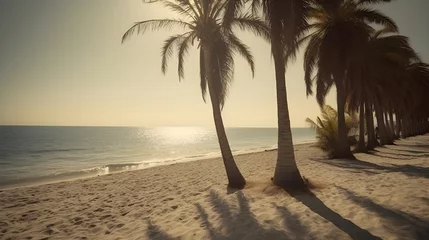 Rolgordijnen Palmy Trees and a Sandy Beach Offer a Private Retreat © Ranya Art Studio