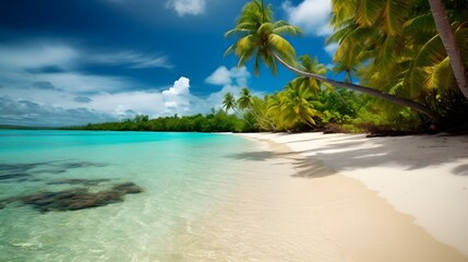 Fototapeta premium Island serenity, idyllic tropical beach, melodic waves, and serenade of serenity