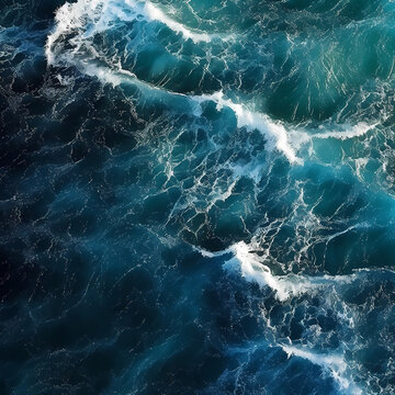 Ocean Wave Aerial View. Generative AI © Kreatifquotes