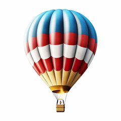 A red, white and blue hot air balloon. Generative AI.