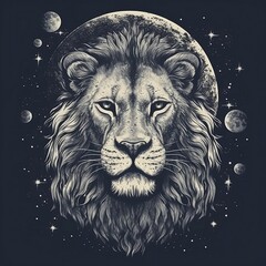 Black and white lion, Lion in space, Lion king, stars, lion in the stars, lion in the galaxy