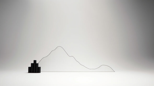 An image of a white background with a single, starkly contrasting black graph slowly decreasing over time, representing the declining fertility rate in South Korea. Minimalistic.