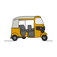 Fototapeta premium One continuous line drawing of traditional transportation. vehicle design in simple linear style. transportation design concept vector illustration