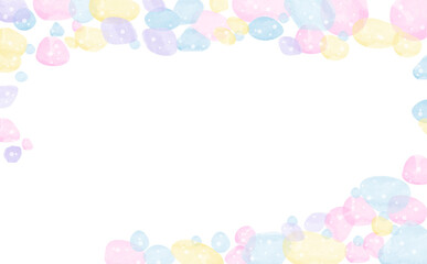 ふんわり可愛いパステルカラーの水彩風水玉フレーム