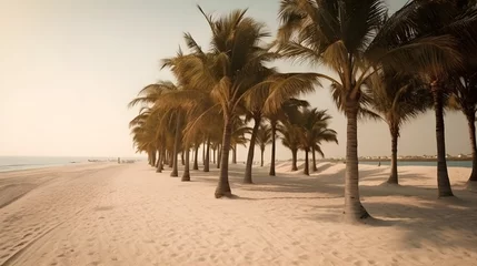 Foto op Canvas Palmy Trees and a Sandy Beach Illuminate with Radiant Beauty © Ranya Art Studio