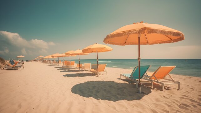 Basking in beauty, sandy beach, scattered clouds, and the warmth of the sun