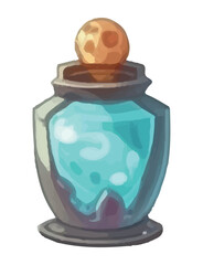 blue potion in bottle antique style