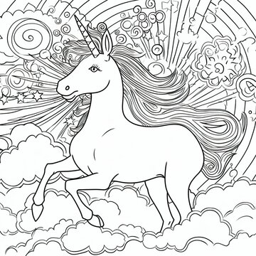 Einhorn Bild zum ausmalen f&uuml;r Kinder	