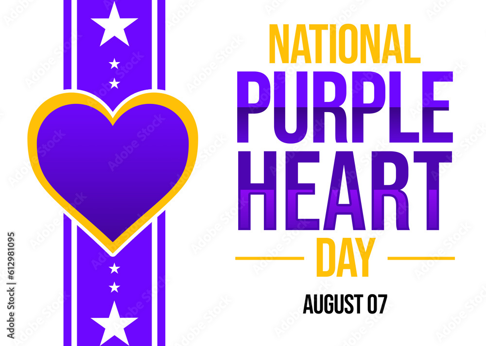 Wall mural National Purple heart day is observed on August 7 to remember and honor the brave men of war. Purple heart day wallpaper